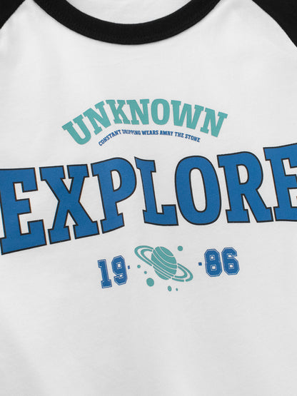 Summer Boys’ Letters Pattern T-shirt in European and American Style