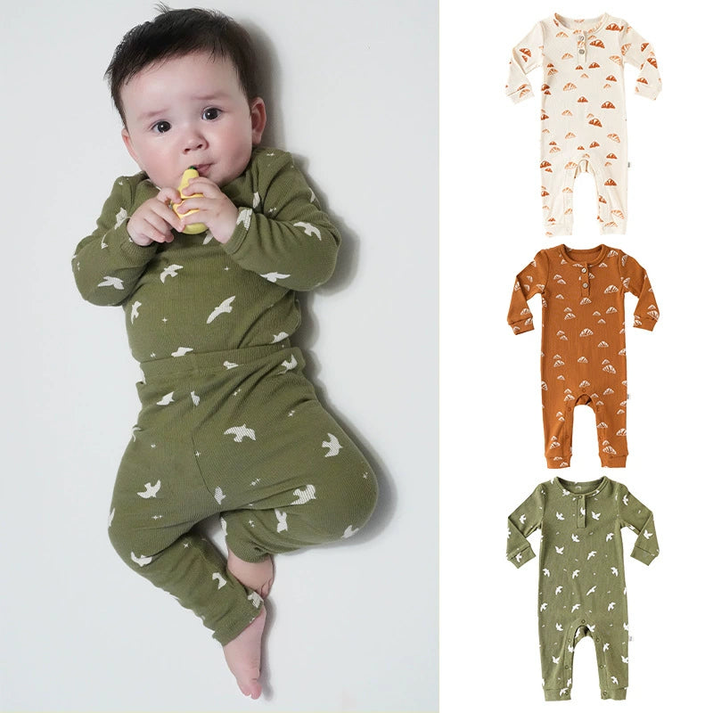 Autumn Arrival Baby Unisex Long Sleeves Casual Geometric Pattern Crew Neck Rompers, MyKids-USA®, Baby One-Pieces, MyKids-USA -  -  -  -  -  -  - 