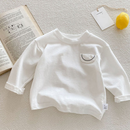 Autumn Arrival Baby Kids Unisex Casual Long Sleeves Crew Neck Top, MyKids-USA®, Baby & Toddler Tops, MyKids-USA - Size/Age - 73 (6-9M) - Color - White -  -  - TR2509212351-C