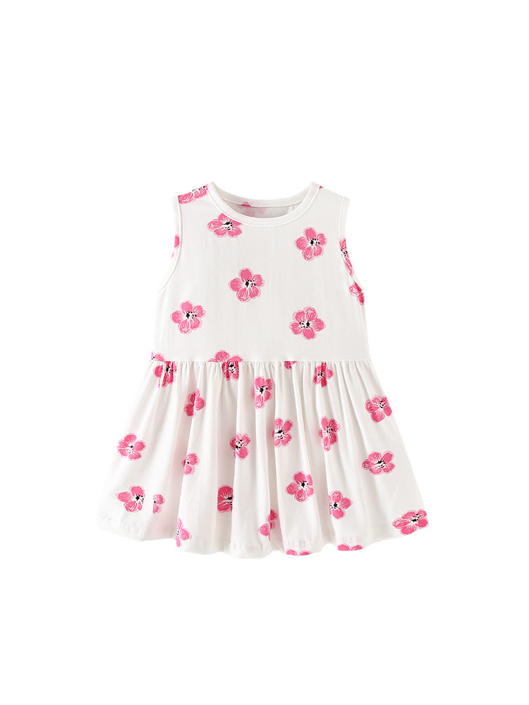 Summer Baby Kids Girls Sleeveless Floral Pattern Dress