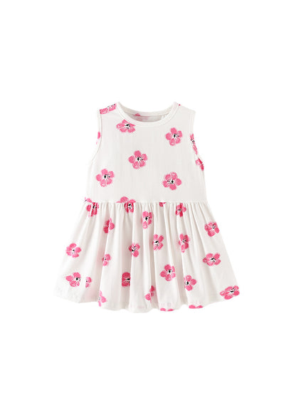Summer Baby Kids Girls Sleeveless Floral Pattern Dress