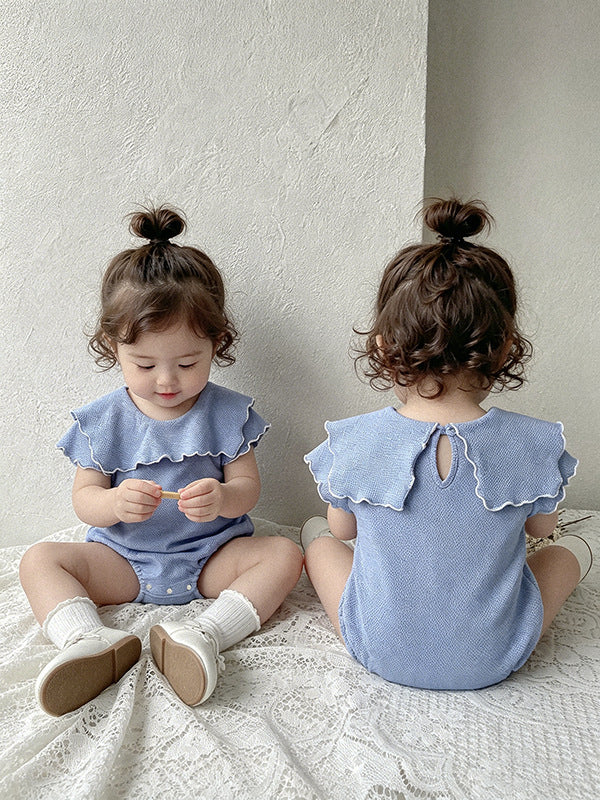 Summer Arrival Baby Girls Short Sleeves Plain Bodysuit