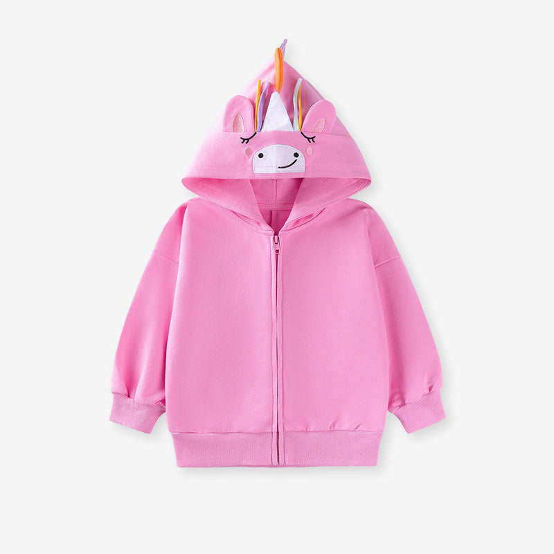 Spring and Autumn Girls Cartoon Pattern Long Sleeves Zip-up Hooded Coat, MyKids-USA®, Baby & Toddler Coats & Jackets, MyKids-USA - Size/Age - 90 (12-24M) - Color - Pink -  -  - TR2508152051-A