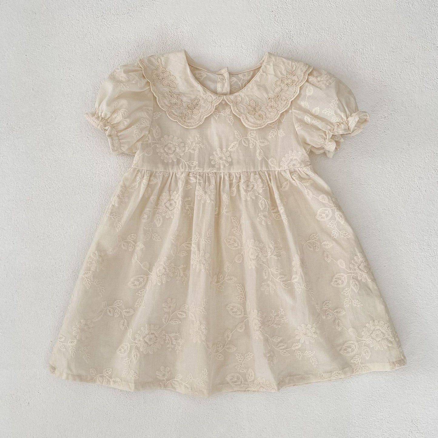 Summer Girls Solid Color Flowers Embroidery Short Sleeves Onesies and Girls’ Dress – Princess Sister Matching Set, MyKids-USA®, Baby & Toddler Dresses, MyKids-USA -  -  -  -  -  -  - 