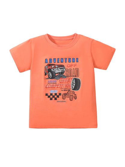 Boys’ SUV Cartoon Print T-Shirt In European And American Style For Summer