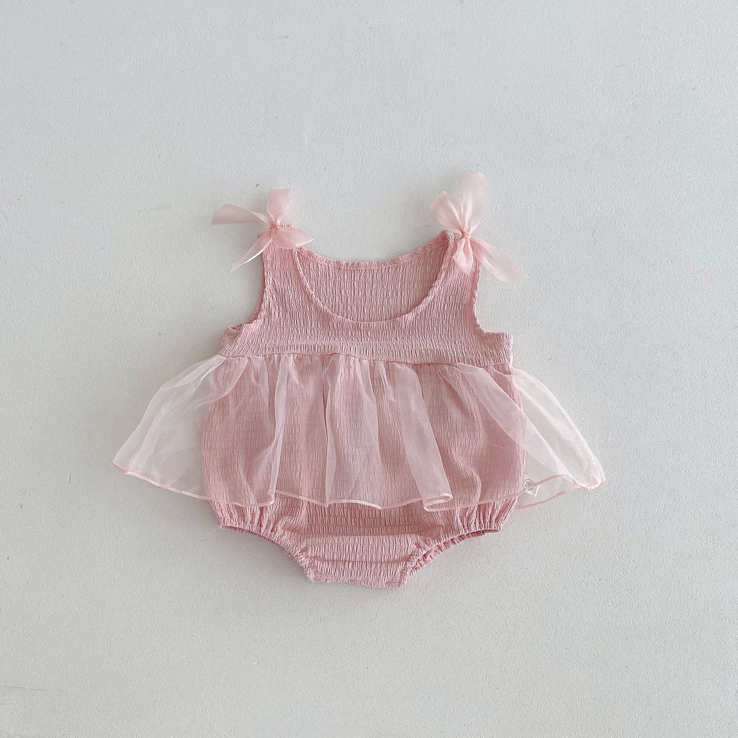 Summer Arrival Baby Girls Sleeveless Tulle Patchwork Pink Bodysuit, MyKids-USA®, Baby & Children's One-Pieces, MyKids-USA - Size/Age - 66 (3-6M) - Color - Pink -  -  - TR2604252347-A.