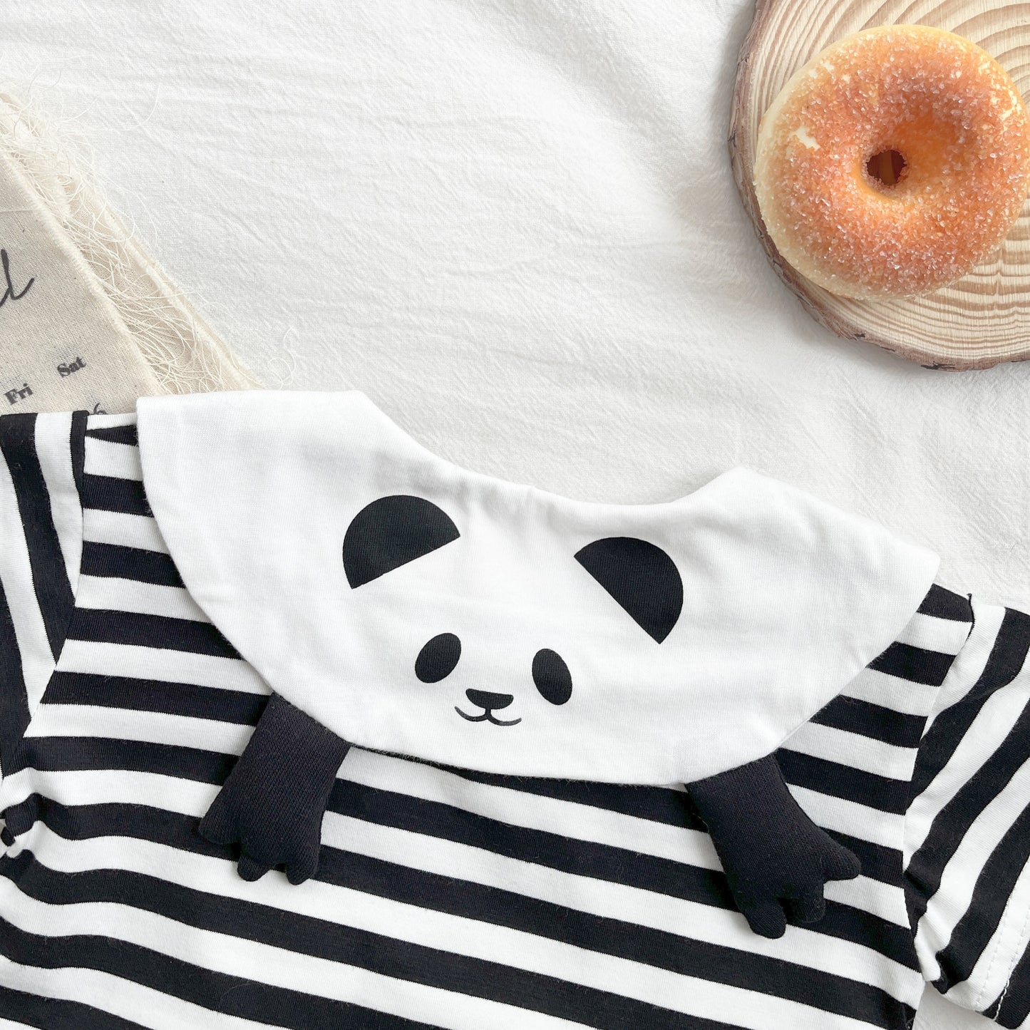 Summer Baby Kids Unisex Cute Panda Design Striped T-Shirt And Shorts 2-Piece Clothing Set