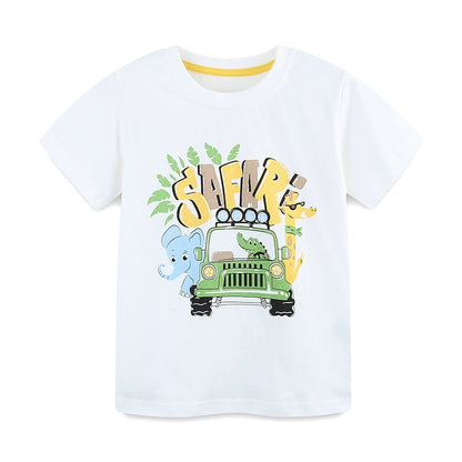Summer Boys’ Jungle Animals Cartoon Pattern T-shirt in European and American Style, MyKids-USA®, Baby & Toddler Tops, MyKids-USA -  -  -  -  -  -  - 