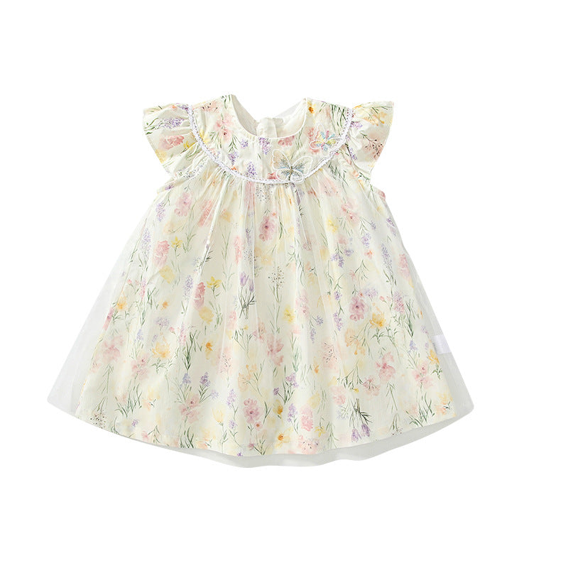 Summer Arrival Baby Girls Cute Butterfly and Floral Pattern Fly Sleeves Dress, MyKids-USA®, Baby & Toddler Dresses, MyKids-USA -  -  -  -  -  -  - 