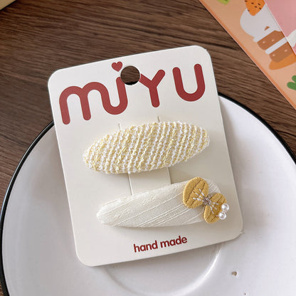 Collection of 2 Versatile Cute Cloth Design Hair Clips, MyKids-USA®, Hair Pins, Claws & Clips, MyKids-USA - Size/Age - Average Size (0-12Y） - Color - Beige -  -  - TR2602011218-B.