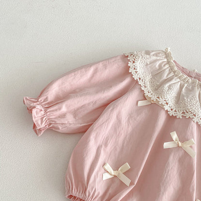 Spring and Autumn Arrival Baby Girls Long Sleeves Cute Floral Collar Pink Bodysuit, MyKids-USA®, Baby One-Pieces, MyKids-USA -  -  -  -  -  -  - .