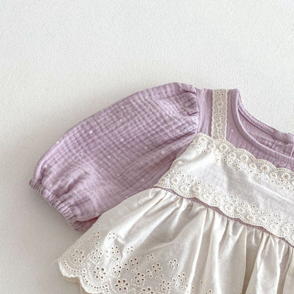 Autumn Arrival Baby Girls Long Sleeves Floral and Dots Pattern Color Patchwork Onesies, MyKids-USA®, Baby One-Pieces, MyKids-USA -  -  -  -  -  -  - 