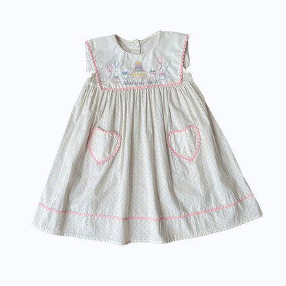 Summer Baby Kids Girls Sleeveless Birthday Embroidery Dots Print Dress