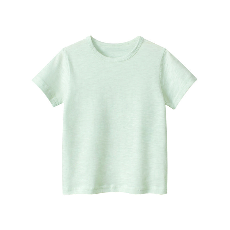 Baby Girl Solid Color Round Neck Basic T-Shirts