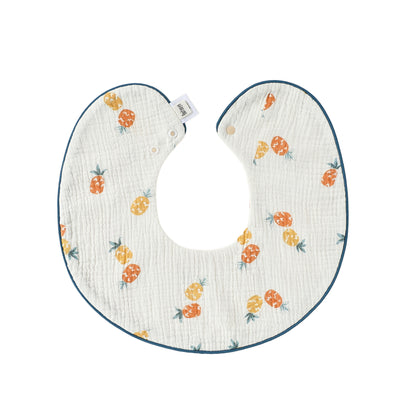Adorable Fruits Printed Pattern Snap-on Round Shaped Bib, MyKids-USA®, Bibs, MyKids-USA - Size/Age - S (0-1Y) - Color - Light Yellow -  -  - TR2605202216-B.