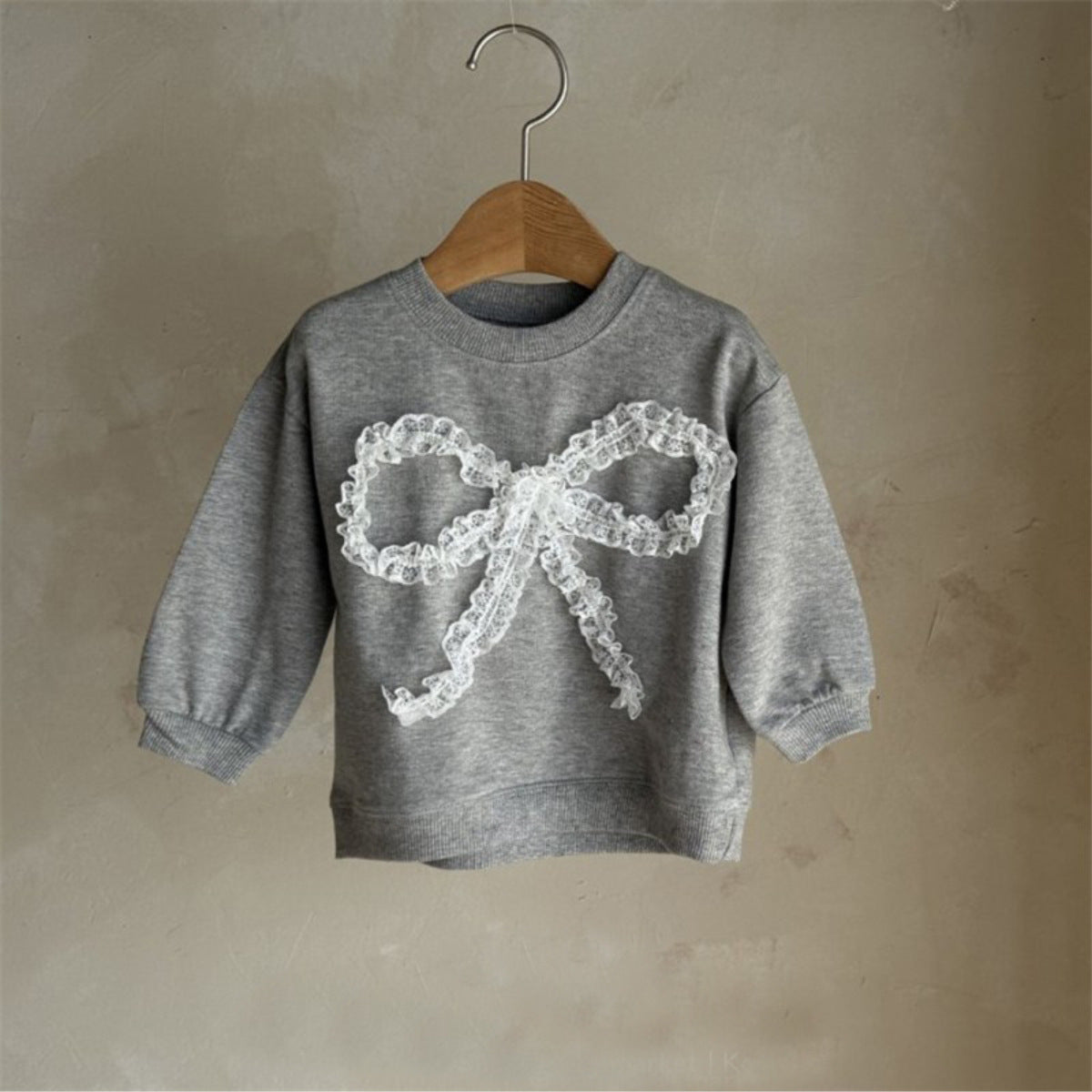 MyKids-USA® Spring Autumn Baby Kids Girls Long Sleeves Butterfly-bow Pattern Pullover and Lace Trim Pants