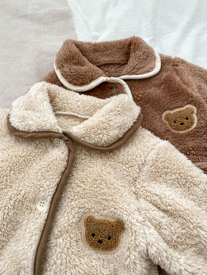Infant Baby Lovely Little Bear Warmful Pajamas Romper In Winter
