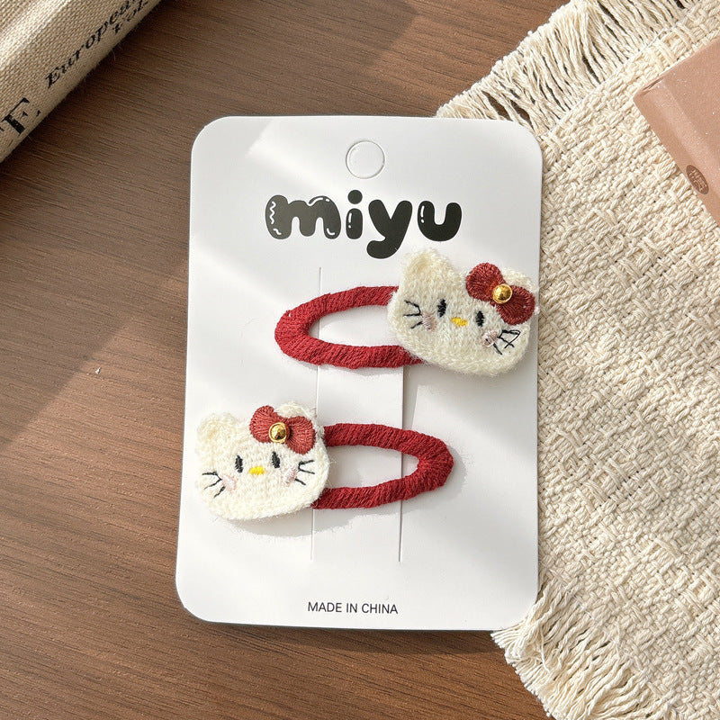 Collection of 2 Cute Cartoon and Fruits Pattern Hair Clips or Hair Ties, MyKids-USA®, Hair Pins, Claws & Clips, MyKids-USA - Size/Age - Average Size (0-12Y） - Color - Beige -  -  - TR2604202215-A.