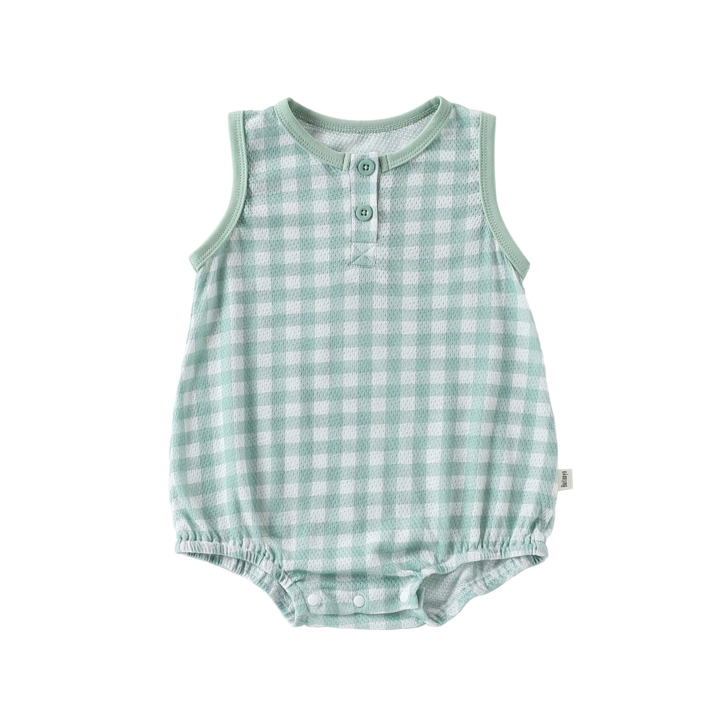 Summer Arrival Baby Boys and Girls Sleeveless Plaid Pattern Bodysuit, MyKids-USA®, Bodysuits, MyKids-USA - Size/Age - 66 (3-6M) - Color - Green -  -  - TR2604262337-A.