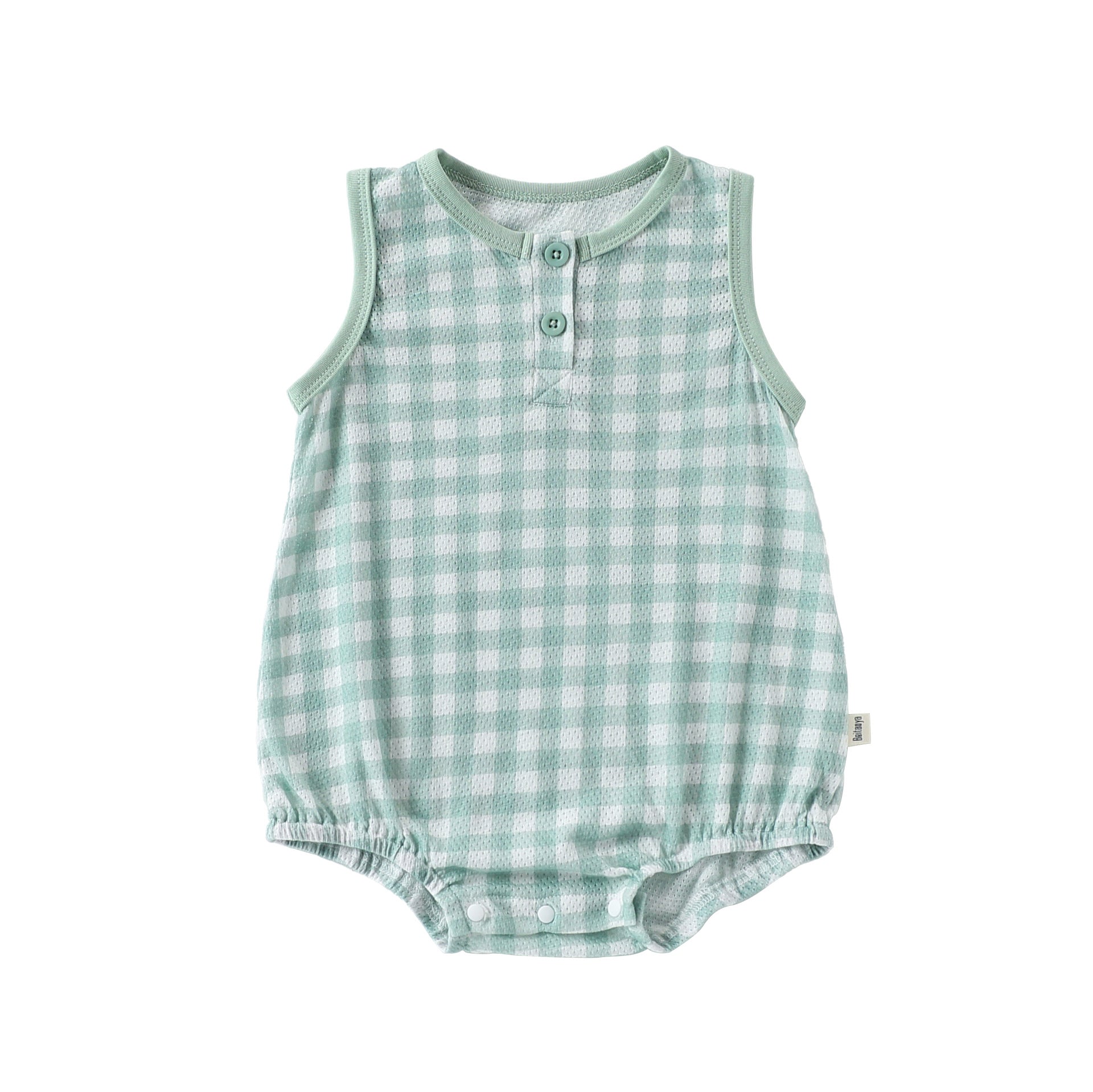 Summer Arrival Baby Boys and Girls Sleeveless Plaid Pattern Bodysuit, MyKids-USA®, Bodysuits, MyKids-USA - Size/Age - 66 (3-6M) - Color - Green -  -  - TR2604262337-A.