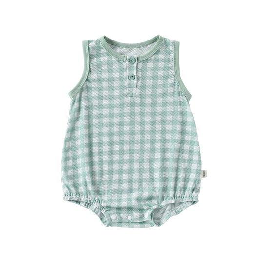 Summer Arrival Baby Boys and Girls Sleeveless Plaid Pattern Bodysuit, MyKids-USA®, Bodysuits, MyKids-USA - Size/Age - 66 (3-6M) - Color - Green -  -  - TR2604262337-A.