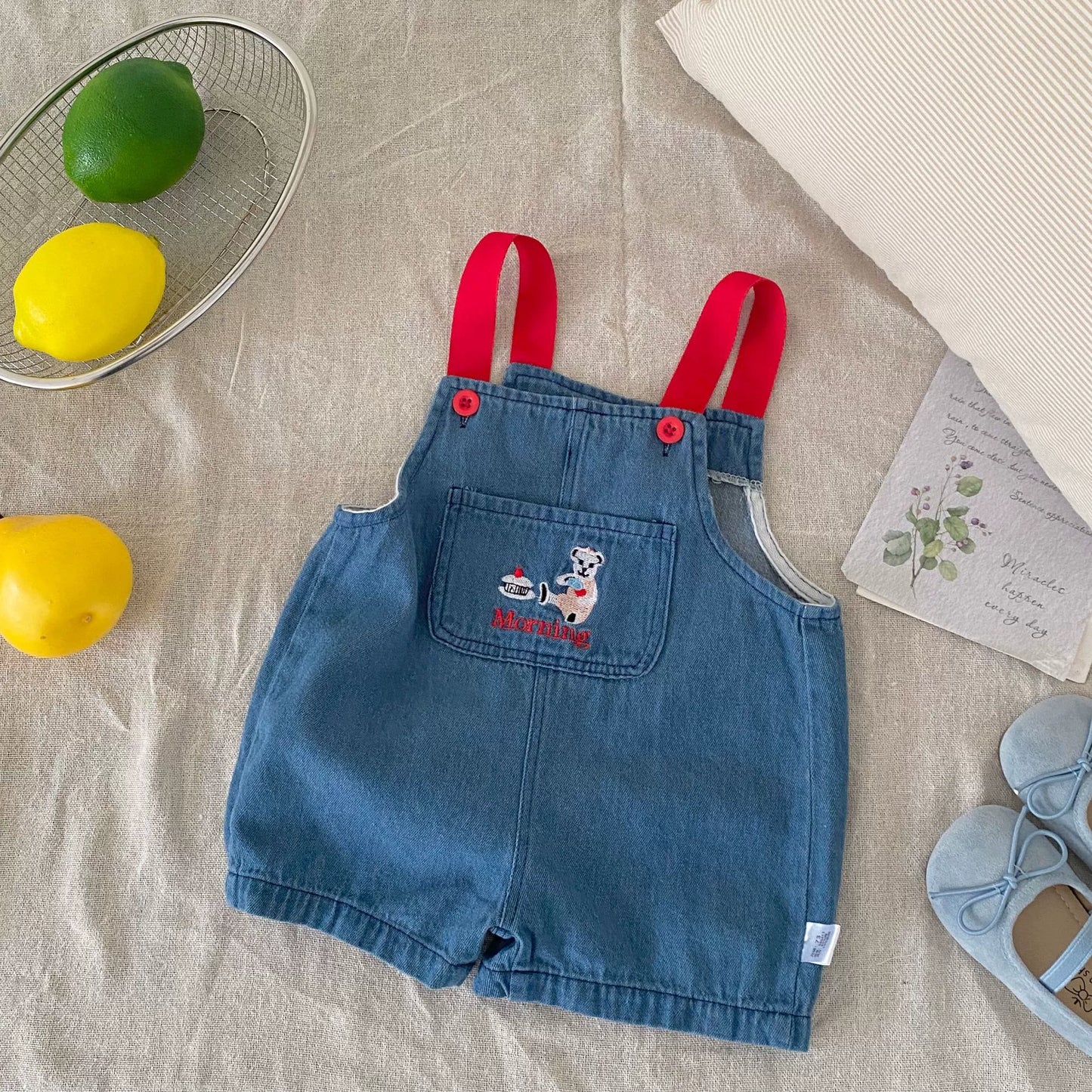 Summer Arrival Baby Unisex Cartoon Embroidered Sleeveless Denim Strap Overalls, MyKids-USA®, Baby & Toddler Outfits, MyKids-USA -  -  -  -  -  -  - 