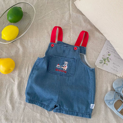 Summer Arrival Baby Unisex Cartoon Embroidered Sleeveless Denim Strap Overalls, MyKids-USA®, Baby & Toddler Outfits, MyKids-USA -  -  -  -  -  -  - 