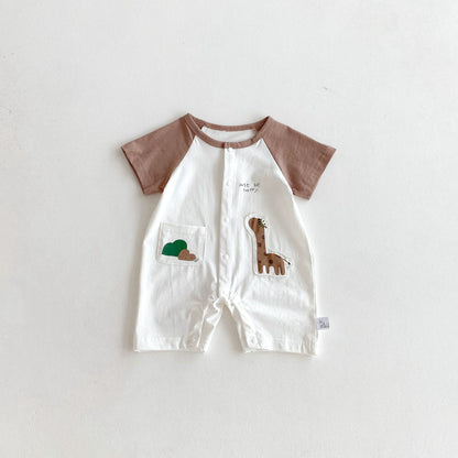 Summer Arrival Baby Unisex Letters and Cartoon Pattern Short Sleeves Casual Rompers, MyKids-USA®, Baby One-Pieces, MyKids-USA - Size/Age - 66 (3-6M) - Color - Coffee -  -  - TR2506292014-A