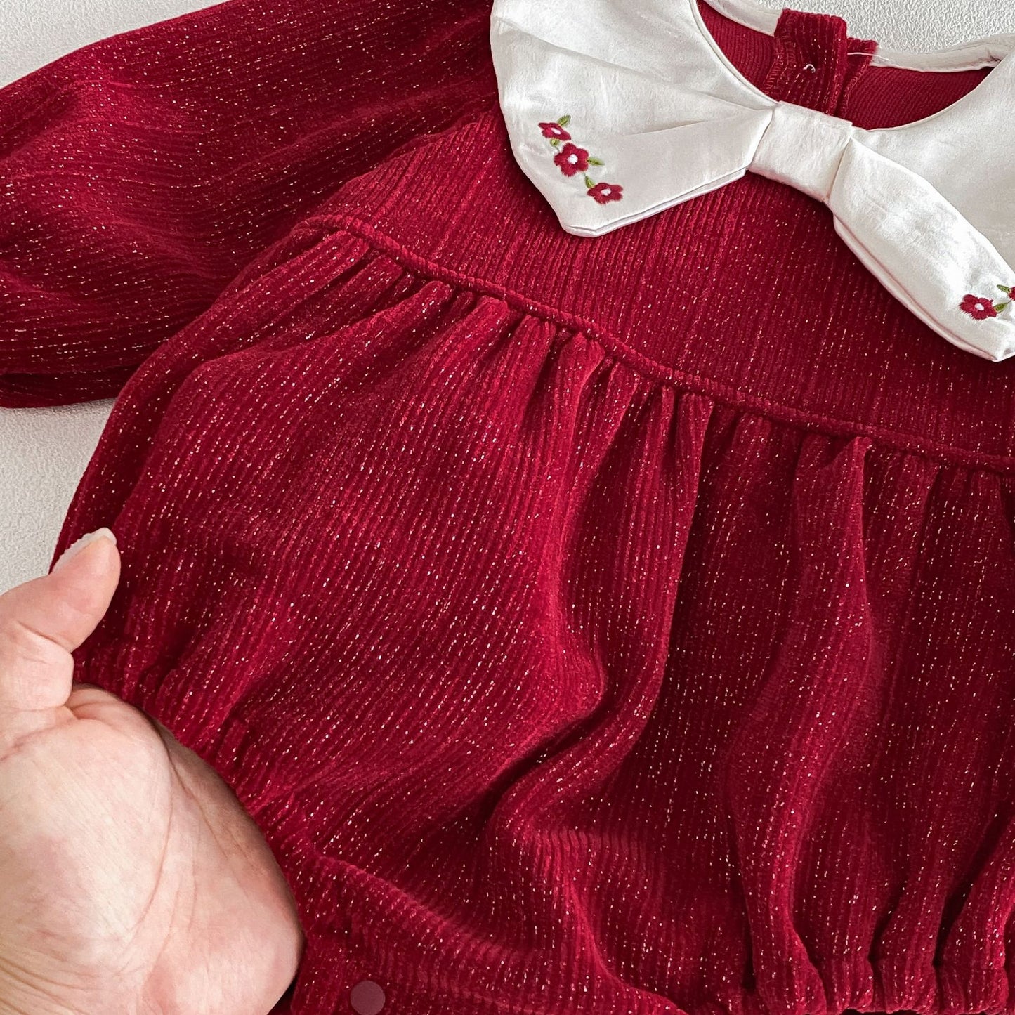 MyKids-USA® Autumn Arrival Baby Girls Long Sleeves Cute Fruits Embroidered Pattern Color Patchwork Bodysuit