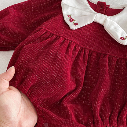 MyKids-USA® Autumn Arrival Baby Girls Long Sleeves Cute Fruits Embroidered Pattern Color Patchwork Bodysuit