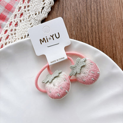 Collection of 2 Fruits Pattern Decorated Hair Clips and Hair Ties, MyKids-USA®, Hair Pins, Claws & Clips, MyKids-USA - Size/Age - Average Size (0-12Y） - Color - Pink -  -  - TR2601081447-C.