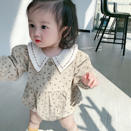 New Arrival Baby Vintage Floral Corduroy Onesie For Girls