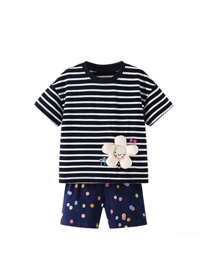 Arrival Summer Baby Kids Girls Short Sleeves Cartoon Pattern Striped T-shirt and Shorts Clothing Set, MyKids-USA®, Baby & Children's Outfits, MyKids-USA -  -  -  -  -  -  - .