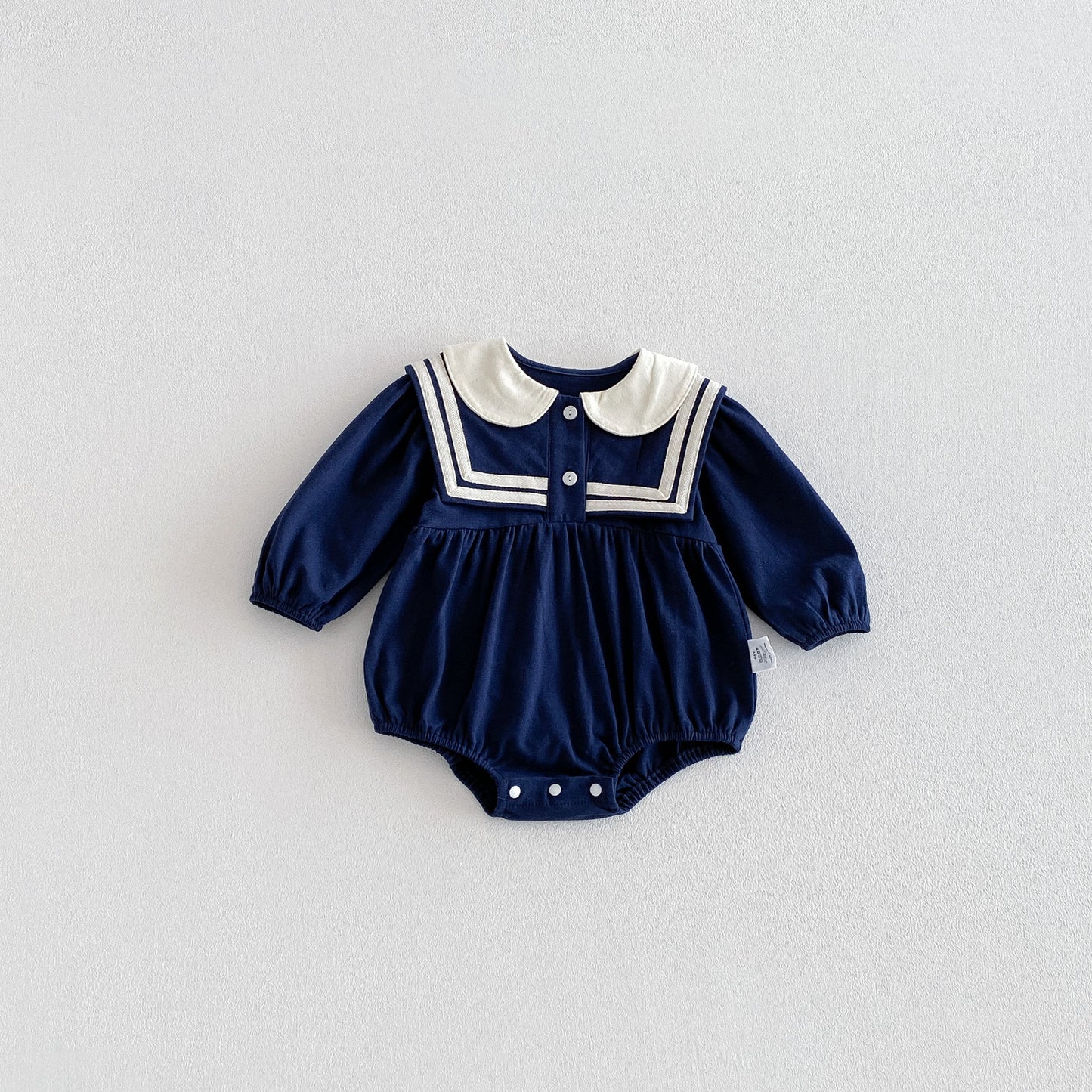 Spring Arrival Baby Girls Long Sleeves Peter Pan Collar Navy Style Bodysuit, MyKids-USA®, Bodysuits, MyKids-USA - Size/Age - 66 (3-6M) - Color - Navy Blue (Dark Blue) -  -  - TR2601281218-A.