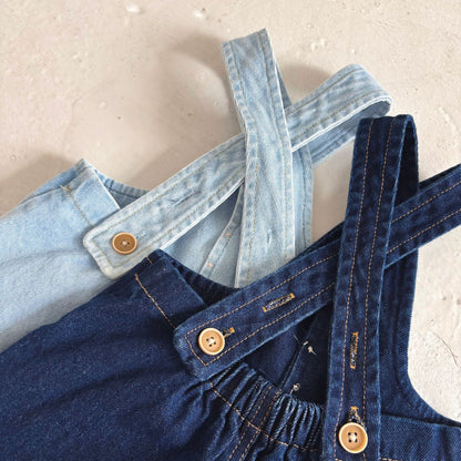 Summer Arrival Baby Kids Unisex Sleeveless Solid Color Denim Strap Overalls and White T-Shirt Clothing Set, MyKids-USA®, Baby & Toddler Outfits, MyKids-USA -  -  -  -  -  -  - 