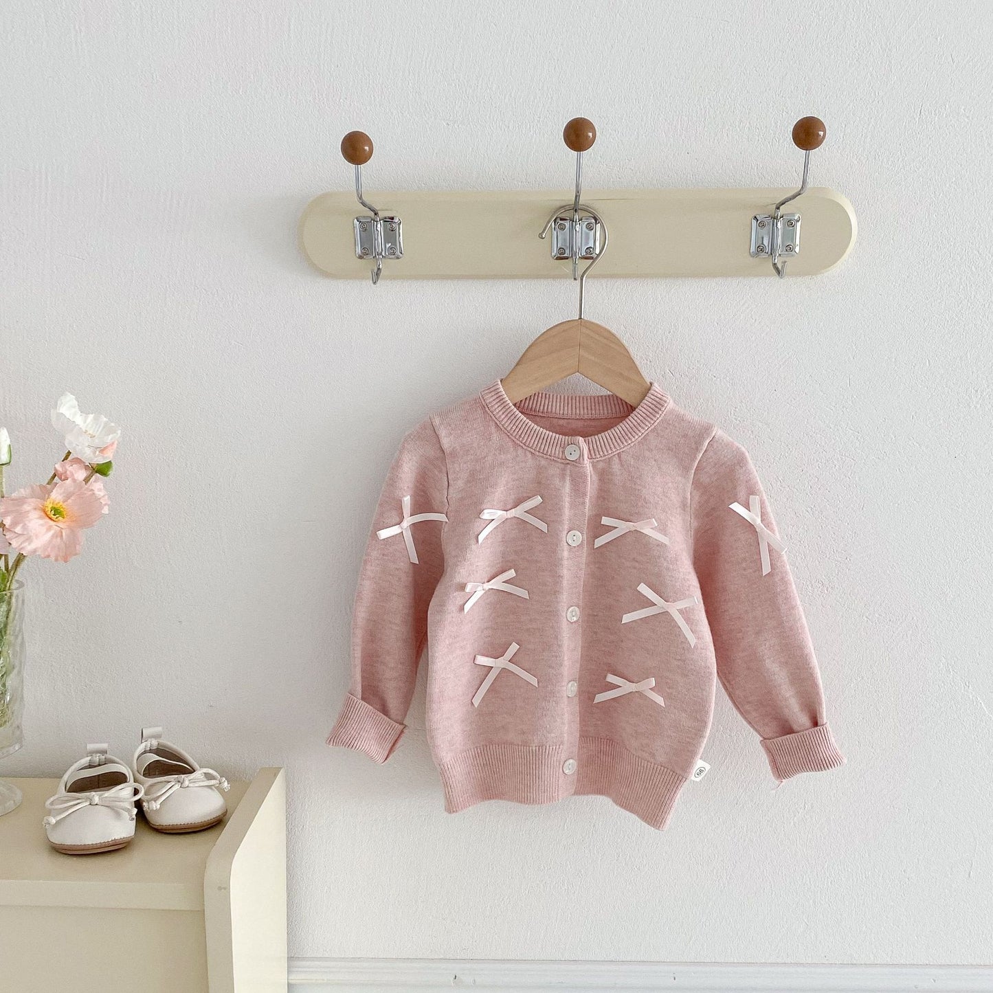 Autumn Arrival Baby Girls Butterfly-bows Decorated Long Sleeves Cardigan, MyKids-USA®, Cardigans, MyKids-USA - Size/Age - 66 (3-6M) - Color - Pink -  -  - TR2509162338-B