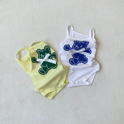 Summer Arrival Baby Sleeveless Cartoon Pattern Bodysuit