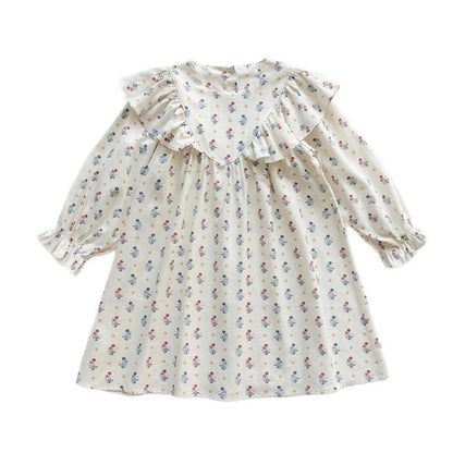 Arrival Autumn Girls Cute Flowers Pattern Long Sleeves Dress, MyKids-USA®, Baby & Toddler Dresses, MyKids-USA - Size/Age - 90 (12-24M) - Color - Beige -  -  - TR2508272218-A