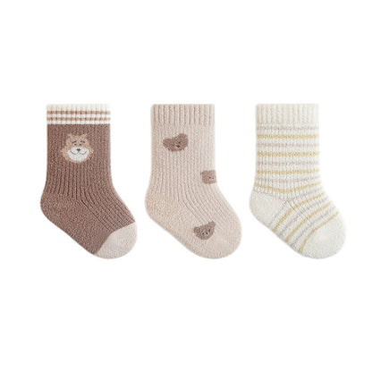 Autumn and Spring Baby Boys and Girls Cute Cartoon and Striped Pattern Socks 1 Lot=3-Pair Set, MyKids-USA®, Baby & Toddler Socks & Tights, MyKids-USA - Size/Age - XS (0-6M) - Color - Coffee -  -  - TR2601241630-A.