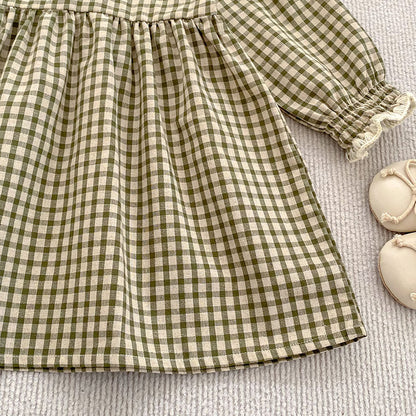 Arrival Spring and Autumn Plaid Pattern Baby Kids Girls Onesies and Dress – Princess Sister Matching Set