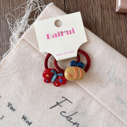 Collection of 2 Versatile Cute Resin Shape Decorated Hair Ties, MyKids-USA®, Ponytail Holders, MyKids-USA - Size/Age - Average Size (0-12Y） - Color - Yellow -  -  - TR2603171015-E.