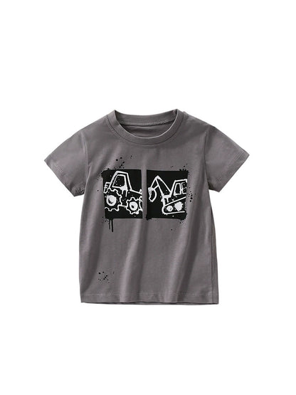 Summer Arrival Boys’ Engineering Vehicles Cartoon Pattern T-shirt in European and American Style, MyKids-USA®, Baby & Toddler Tops, MyKids-USA -  -  -  -  -  -  - 