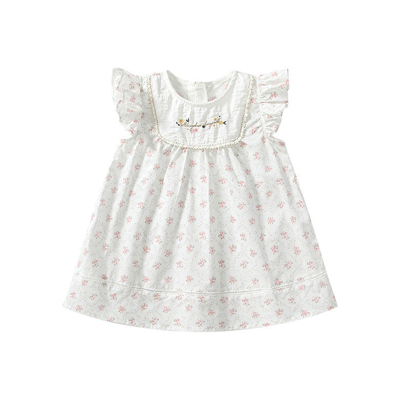 Summer Arrival Baby Girls Cute Floral Embroidered and Printed Pattern Fly Sleeves Dress, MyKids-USA®, Baby & Toddler Dresses, MyKids-USA -  -  -  -  -  -  - 