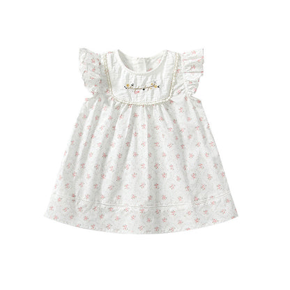 Summer Arrival Baby Girls Cute Floral Embroidered and Printed Pattern Fly Sleeves Dress, MyKids-USA®, Baby & Toddler Dresses, MyKids-USA -  -  -  -  -  -  - 