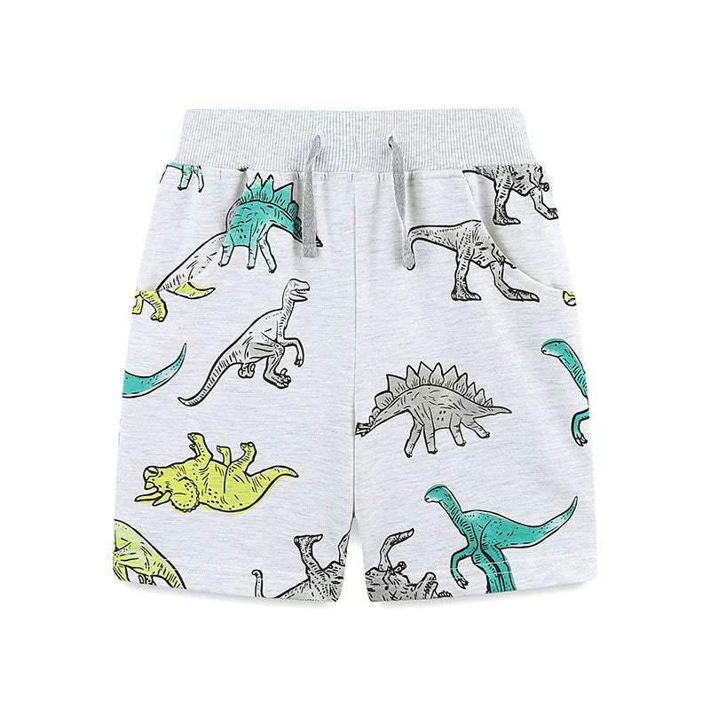 Summer Arrival Baby Kids Boys Cotton Casual Style Cartoon Dinosaurs Pattern Shorts, MyKids-USA®, Shorts, MyKids-USA - Size/Age - 90 (12-24M) - Color - Grey -  -  - TR2506282151-A