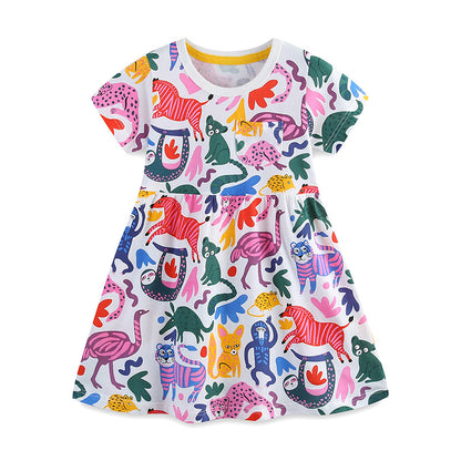 Summer Pure Cotton Cute Various Cartoon Animals Pattern Sleeveless Dress for Stylish Girls, MyKids-USA®, Baby & Toddler Dresses, MyKids-USA - Size/Age - 90 (12-24M) - Color - Pink -  -  - TR2505141955-A