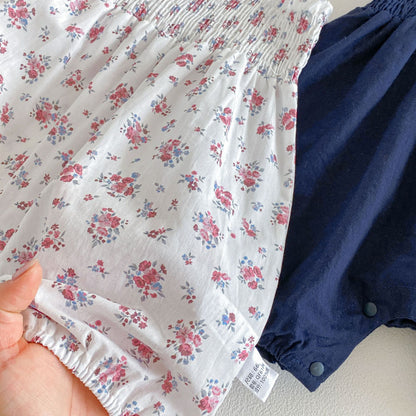 Summer Arrival Baby Girls Sleeveless Floral or Solid Color Strap Rompers, MyKids-USA®, Baby & Children's One-Pieces, MyKids-USA -  -  -  -  -  -  - .