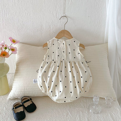 Summer Arrival Baby Girls Sleeveless Butterfly-bows Decorated Onesies with Dots Pattern, MyKids-USA®, Baby One-Pieces, MyKids-USA -  -  -  -  -  -  - 