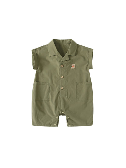 Summer Arrival Baby Boys Short Sleeves Green Single Breasted Rompers Bodysuits, MyKids-USA®, Baby & Children's One-Pieces, MyKids-USA - Size/Age - 66 (3-6M) - Color - Green -  -  - TR2605202231-A.
