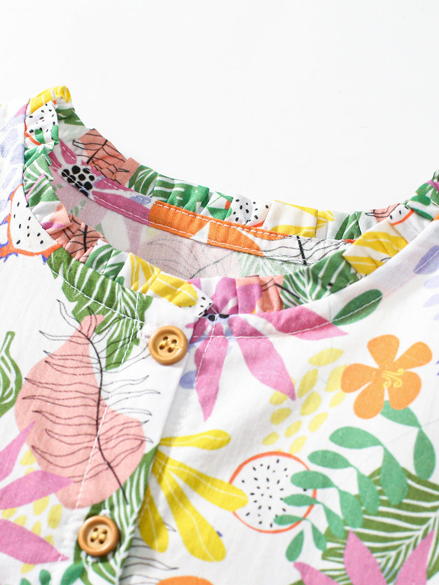 Summer Colorful Floral Dress for Girls, European and American Cute Flowers Printed Dress, MyKids-USA®, Baby & Toddler Dresses, MyKids-USA -  -  -  -  -  -  - 